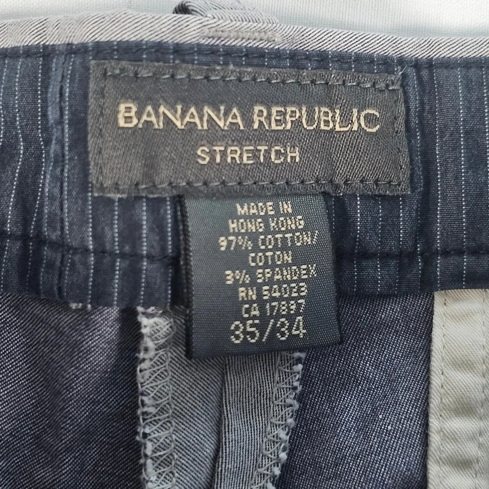 Banana Republic Stretch Chinos Mens 35/34 Grey Cotton Blend Flat Front Pants